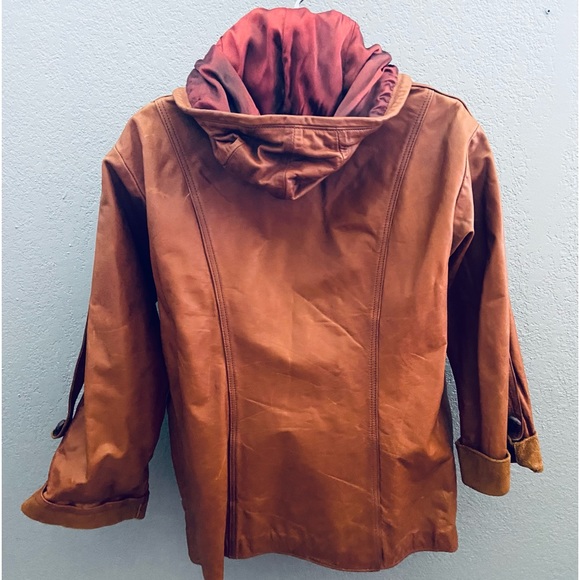 East West Musical Instruments Vintage 60s 70s RARE Hooded Leather Jacket - Picture 2 of 9